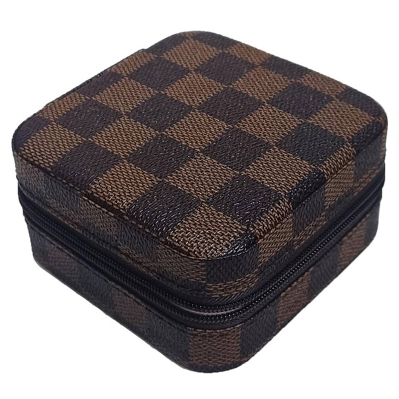 Jewelry Travel Case in Brown Check - Picture 4 of 8